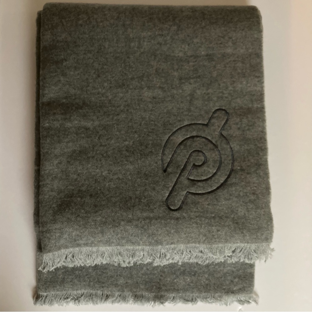 Peloton wool & cashmere gray blanket 50” X 60” with fringe NEW